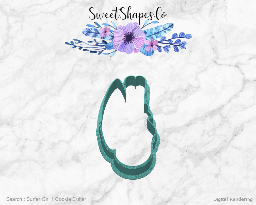 Surfer Girl 1 Cookie Cutter — back view