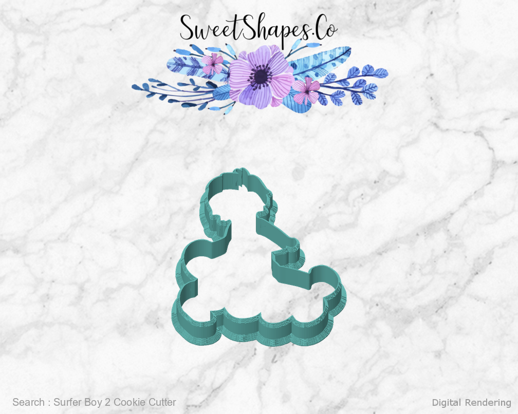 Surfer Boy 2 Cookie Cutter — front view