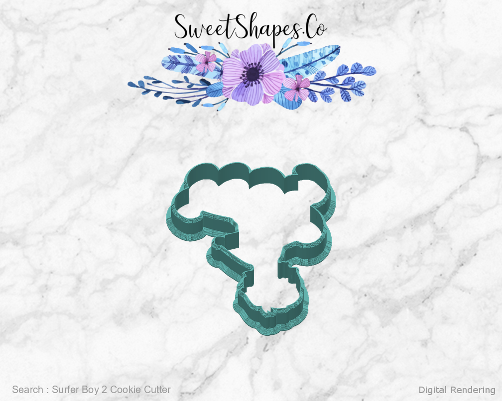Surfer Boy 2 Cookie Cutter — back view
