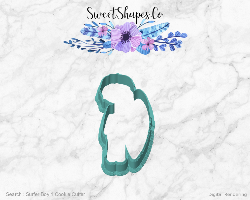 Surfer Boy 1 Cookie Cutter — front view