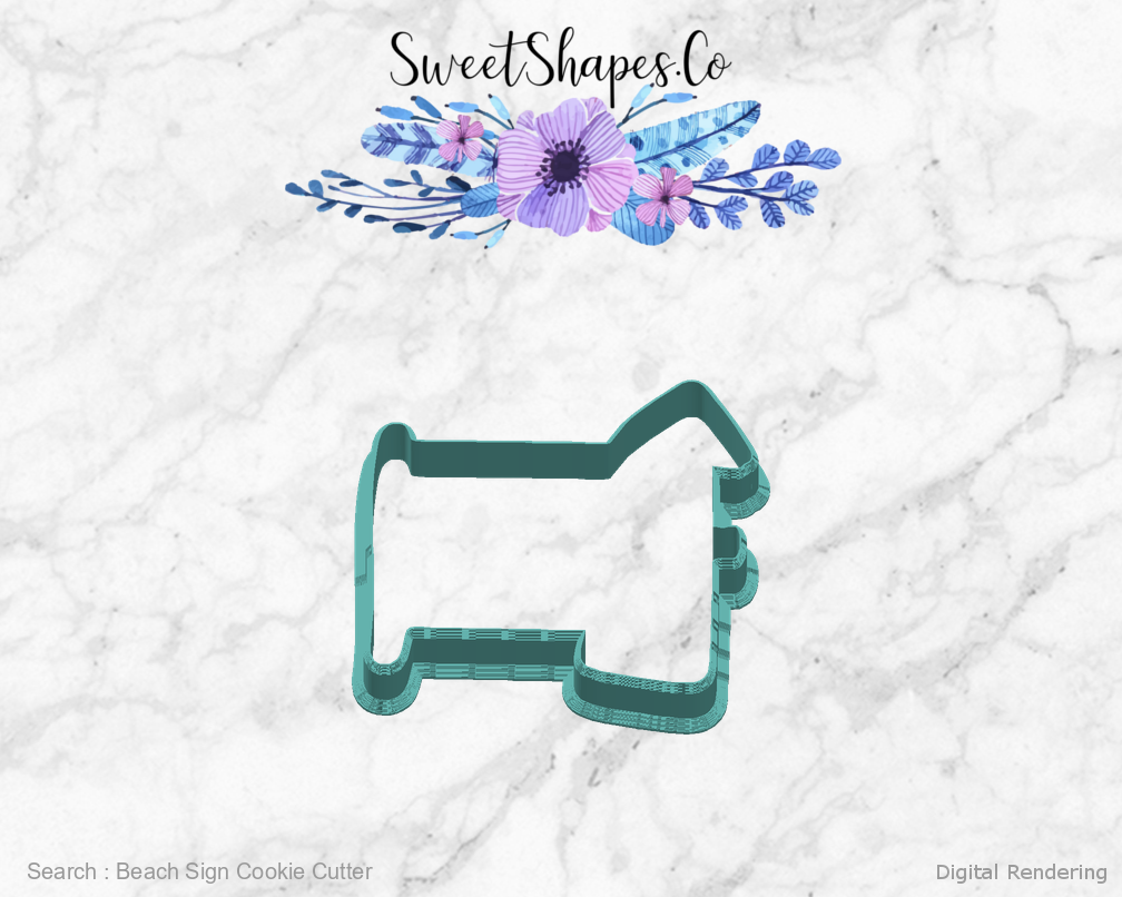 Beach Sign Cookie Cutter — right view
