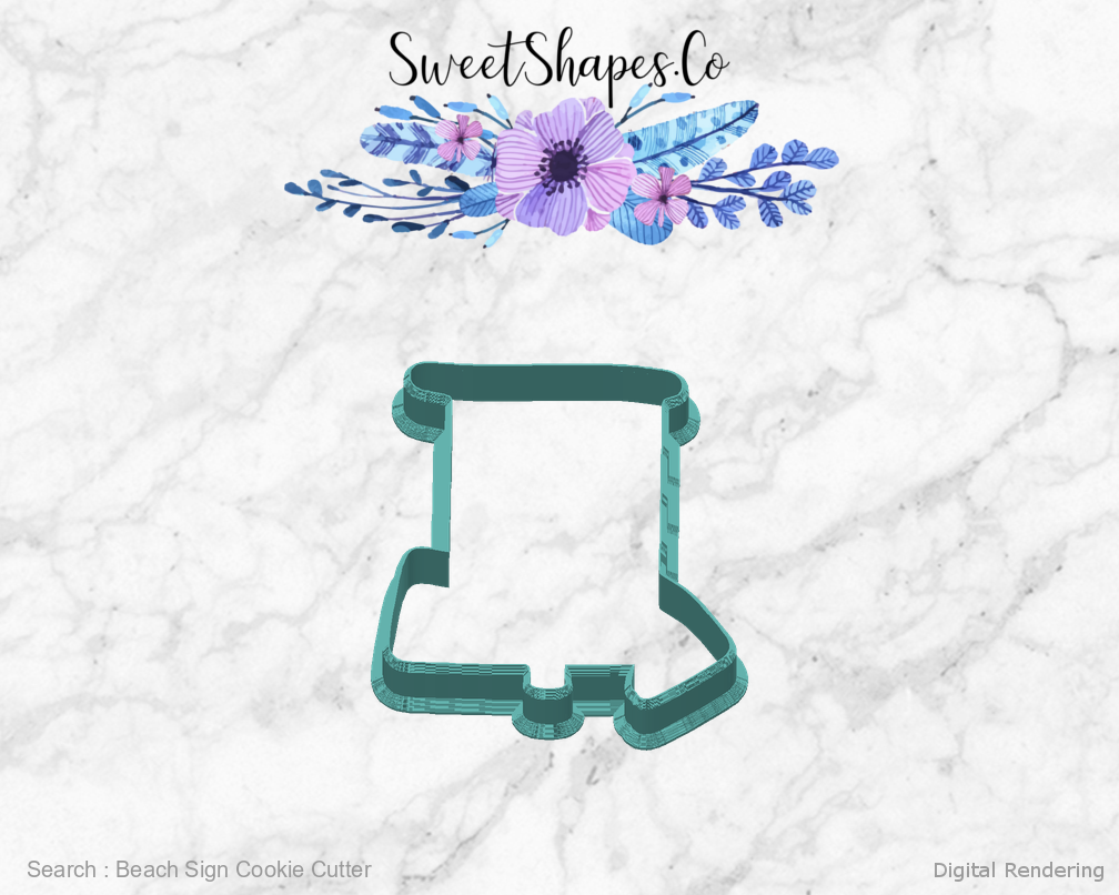 Beach Sign Cookie Cutter — back view