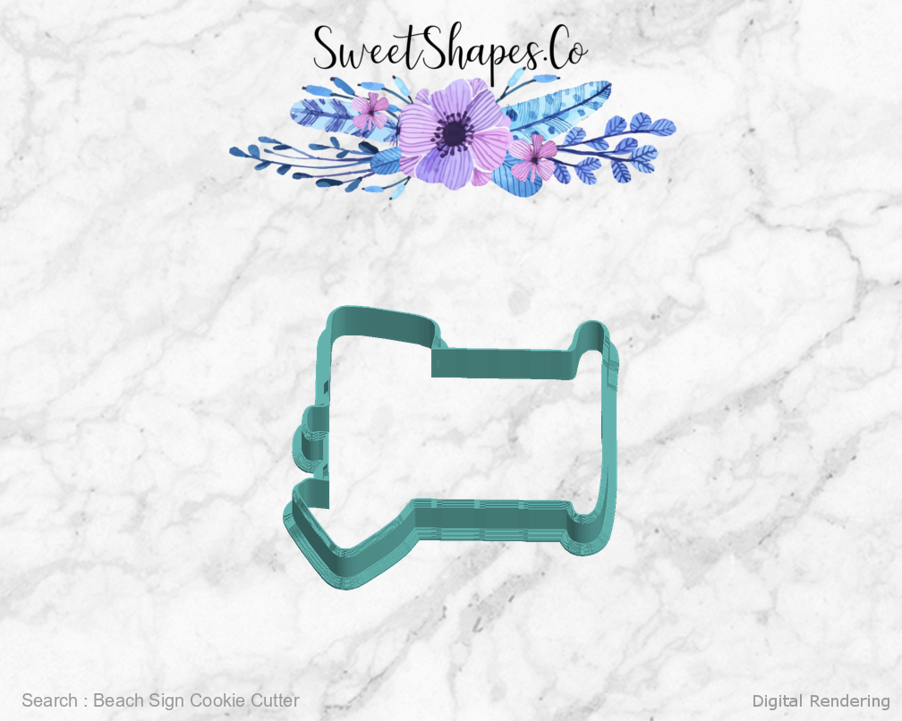 Beach Sign Cookie Cutter — left view