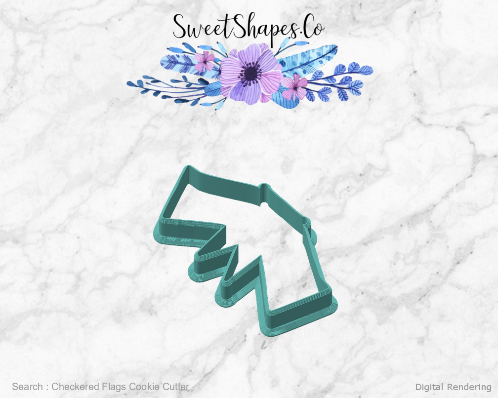 Checkered Flags Cookie Cutter — angled front view