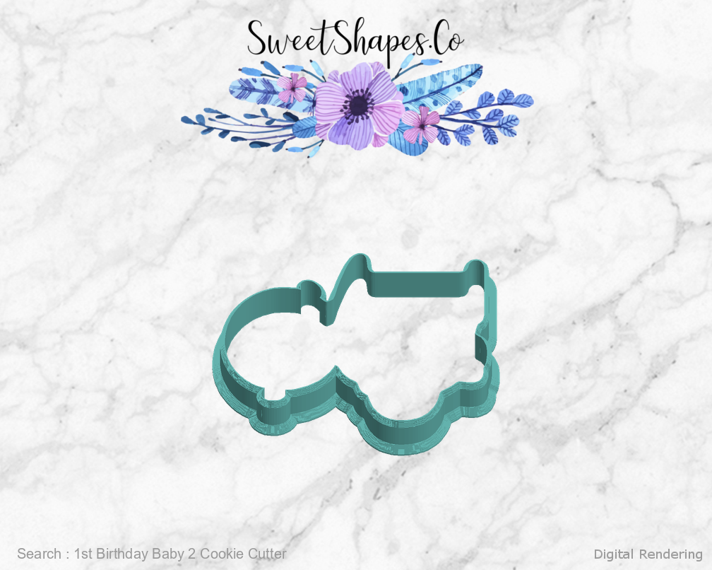 1st Birthday Baby 2 Cookie Cutter — left view
