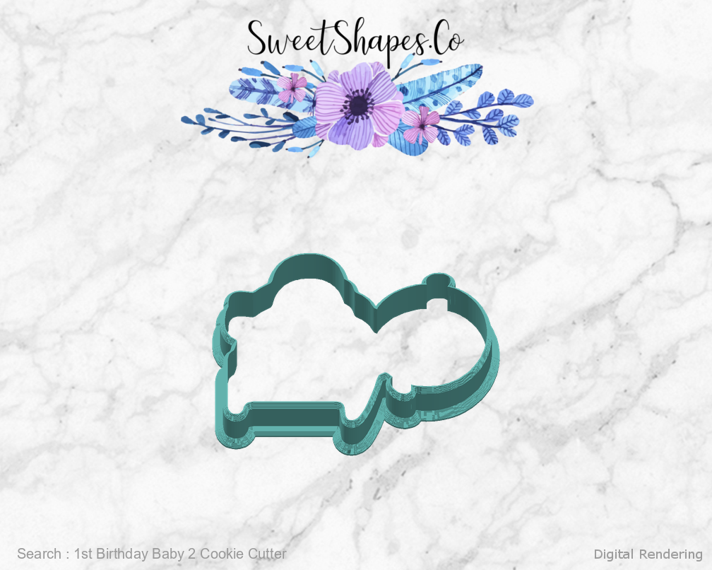 1st Birthday Baby 2 Cookie Cutter — right view