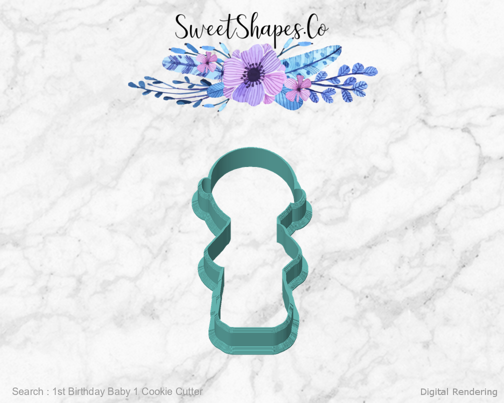 1st Birthday Baby 1 Cookie Cutter — front view