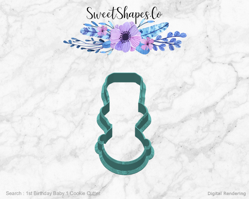 1st Birthday Baby 1 Cookie Cutter — back view