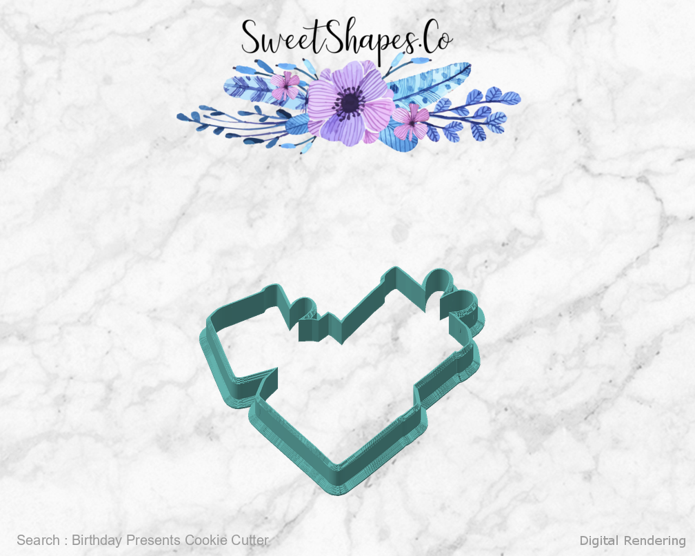 Birthday Presents Cookie Cutter — angled front view