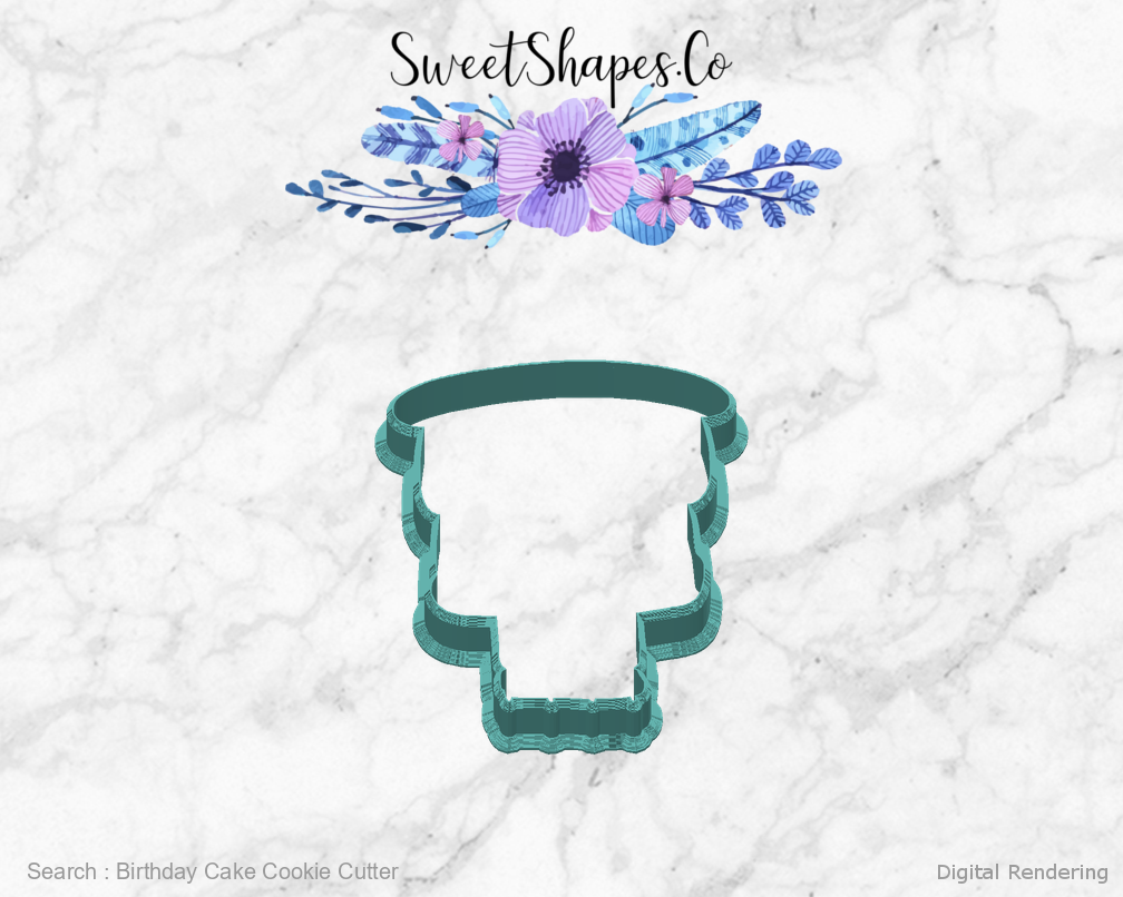 Birthday Cake Cookie Cutter — back view