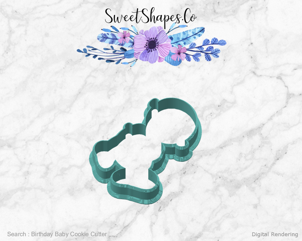 Birthday Baby Cookie Cutter — angled front view