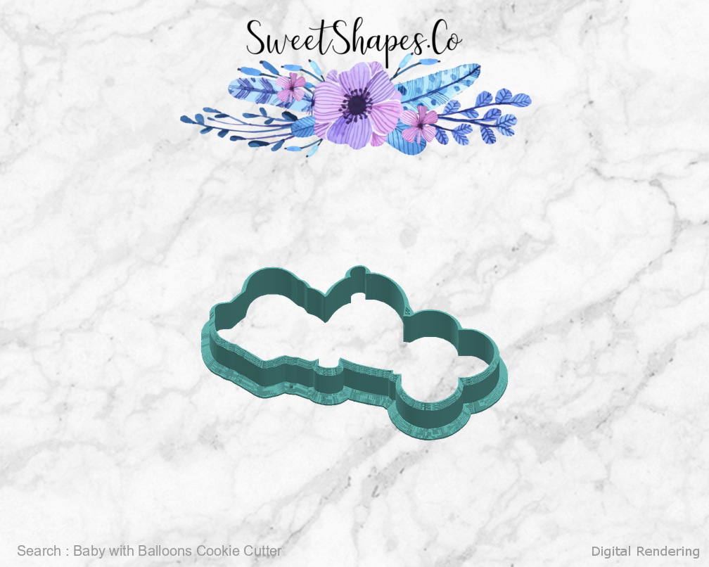 Baby with Balloons Cookie Cutter — right view