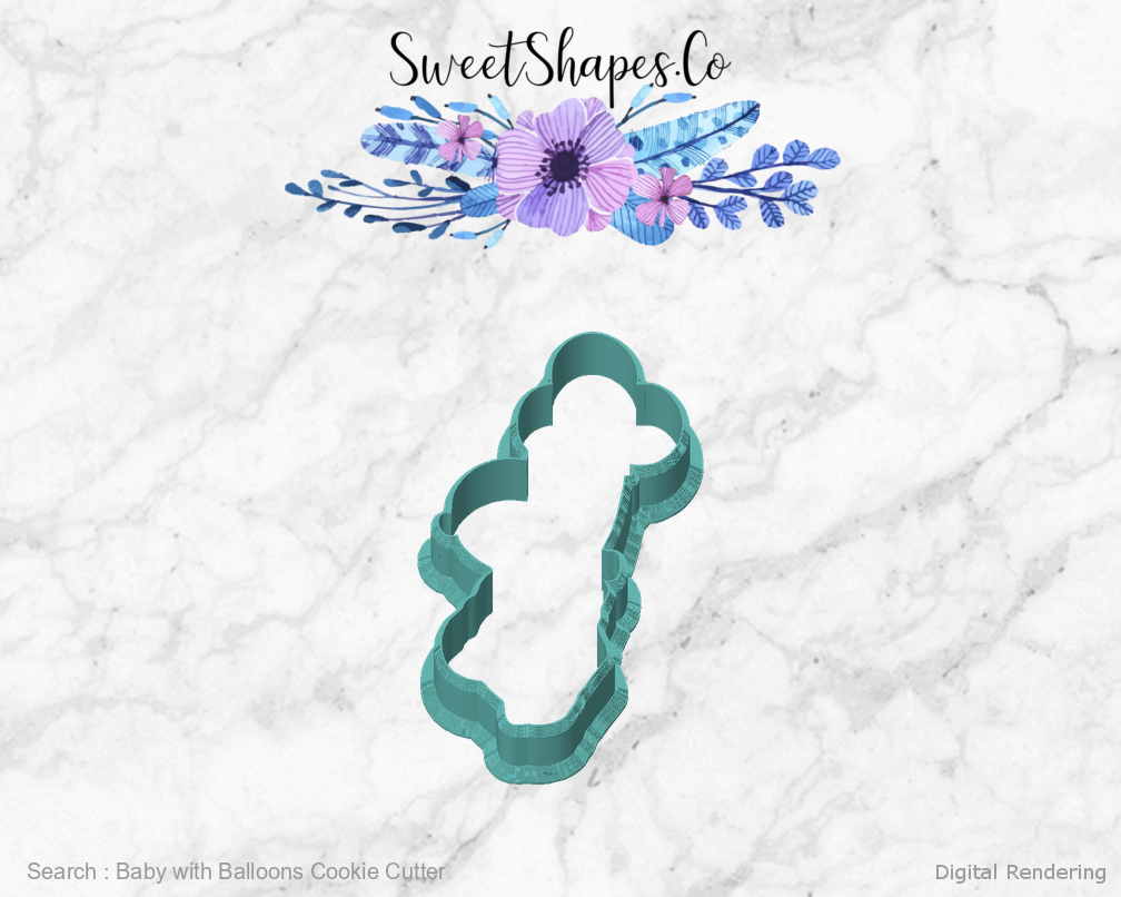 Baby with Balloons Cookie Cutter — front view