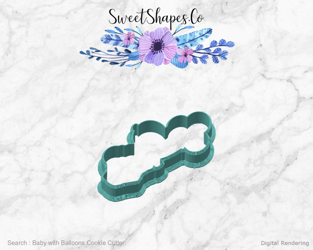 Baby with Balloons Cookie Cutter — angled front view