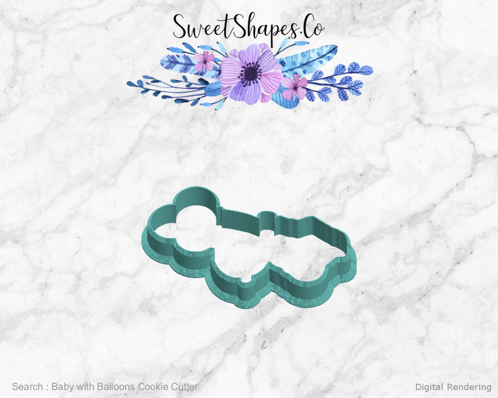 Baby with Balloons Cookie Cutter — left view