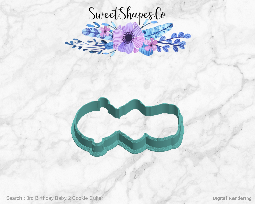 3rd Birthday Baby 2 Cookie Cutter — left view