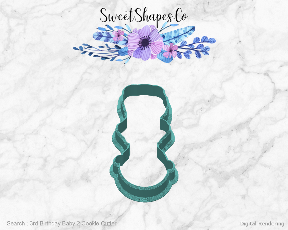 3rd Birthday Baby 2 Cookie Cutter — back view
