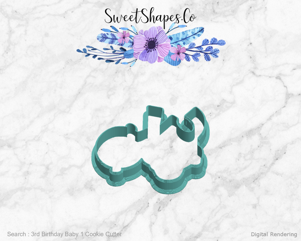 3rd Birthday Baby 1 Cookie Cutter — left view