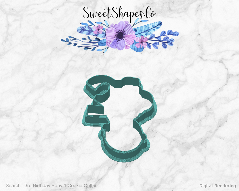 3rd Birthday Baby 1 Cookie Cutter — back view