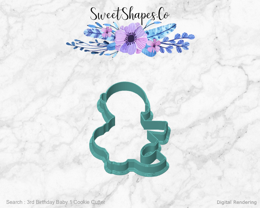 3rd Birthday Baby 1 Cookie Cutter — front view