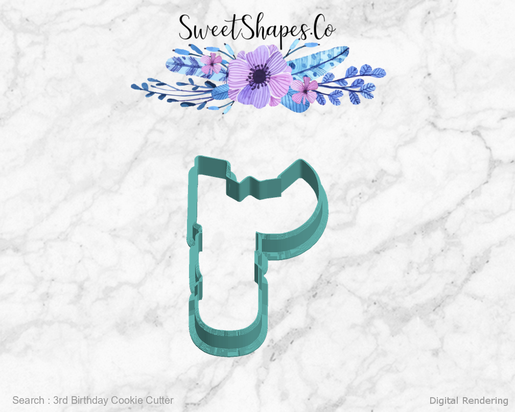 3rd Birthday Cookie Cutter — left view