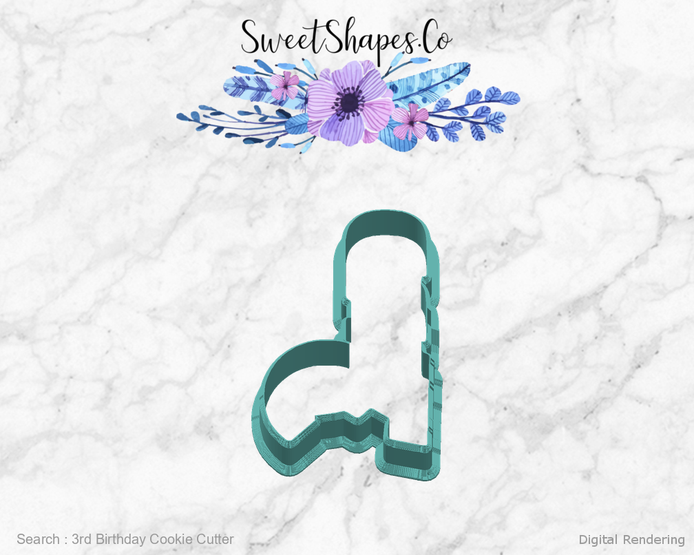 3rd Birthday Cookie Cutter — right view