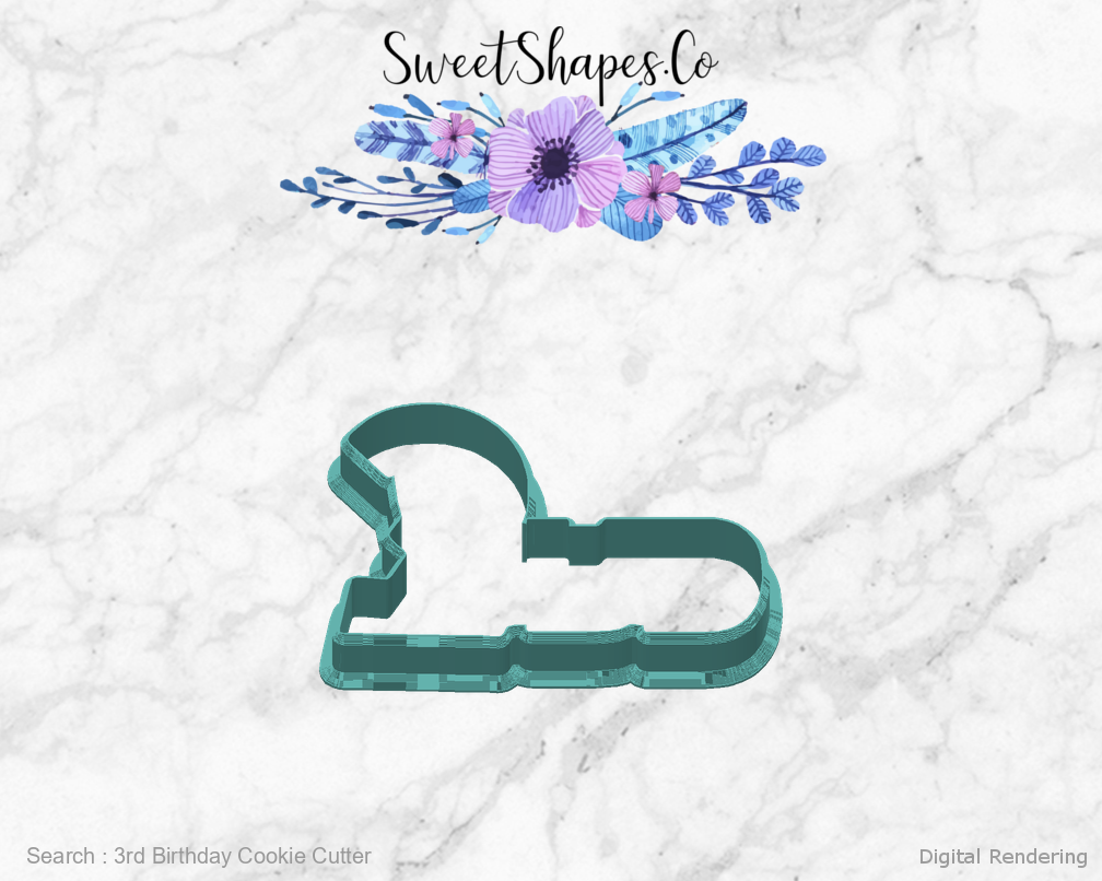 3rd Birthday Cookie Cutter — back view