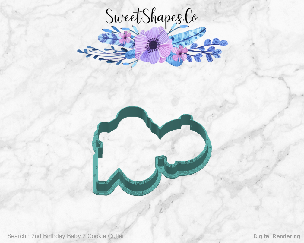 2nd Birthday Baby 2 Cookie Cutter — right view