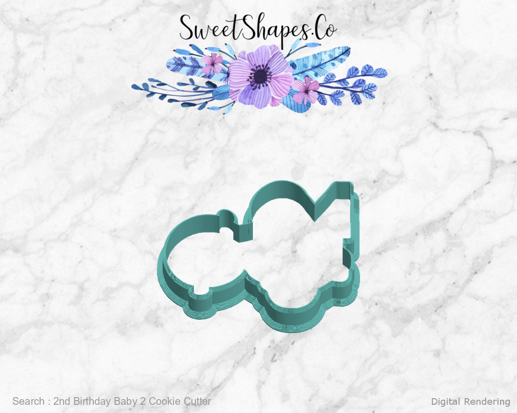 2nd Birthday Baby 2 Cookie Cutter — left view