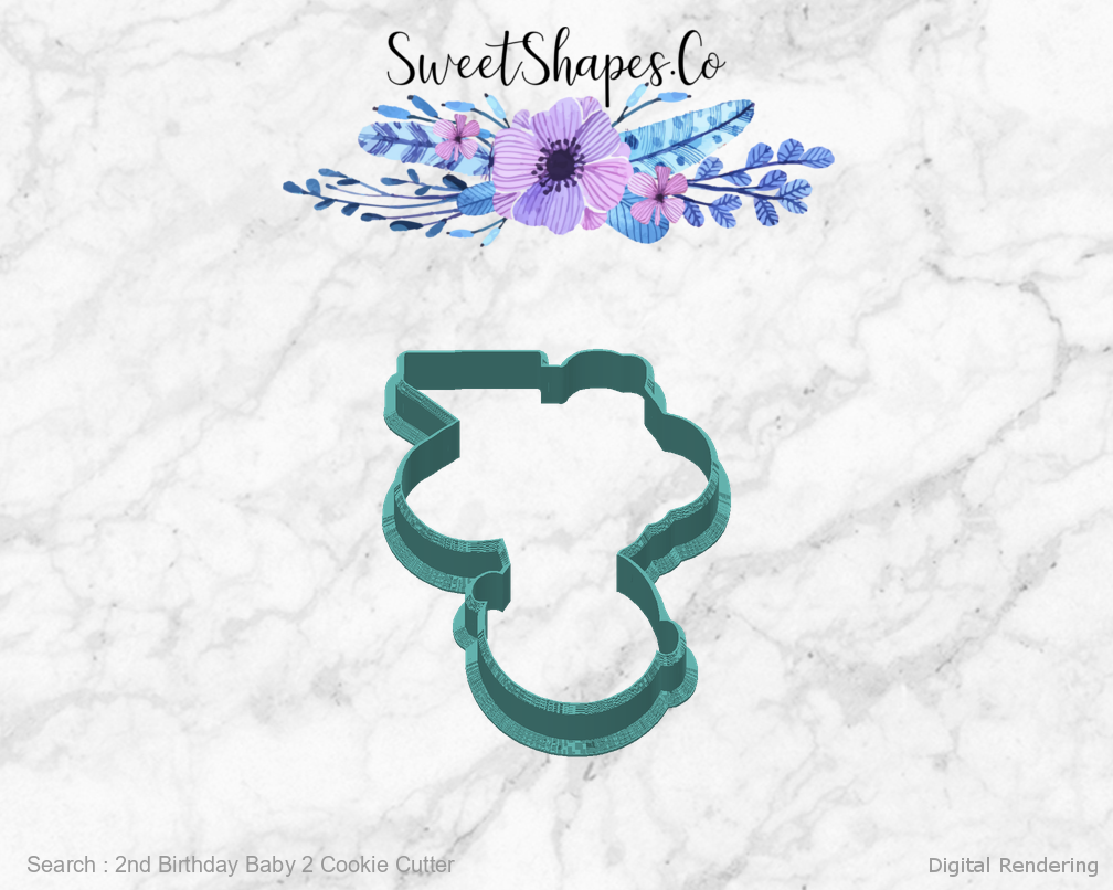 2nd Birthday Baby 2 Cookie Cutter — back view