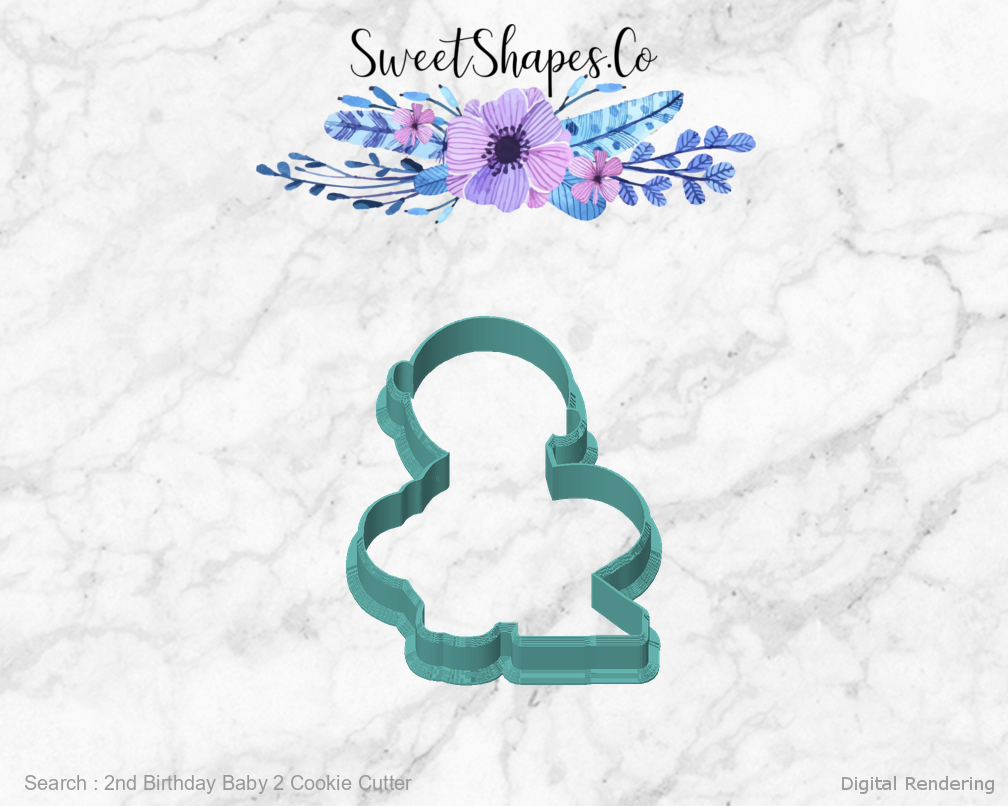 2nd Birthday Baby 2 Cookie Cutter — front view