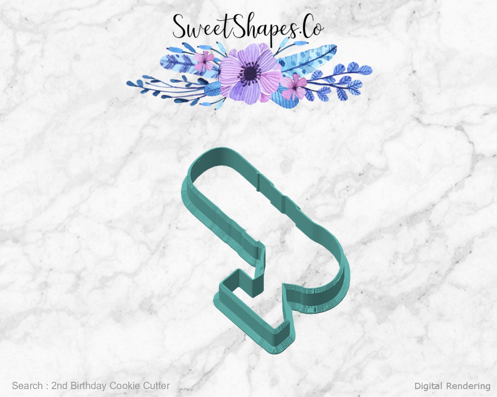 2nd Birthday Cookie Cutter — angled front view