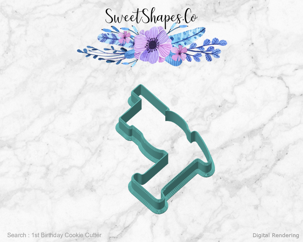 1st Birthday Cookie Cutter — angled front view