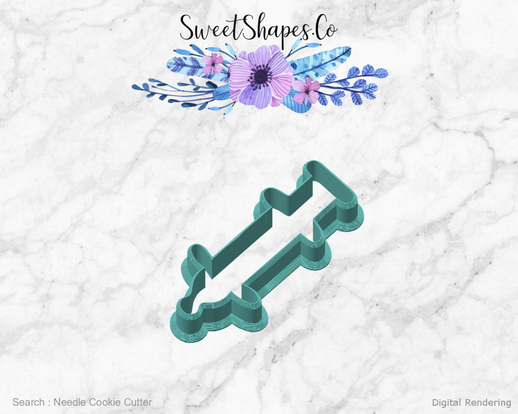Needle Cookie Cutter — angled front view
