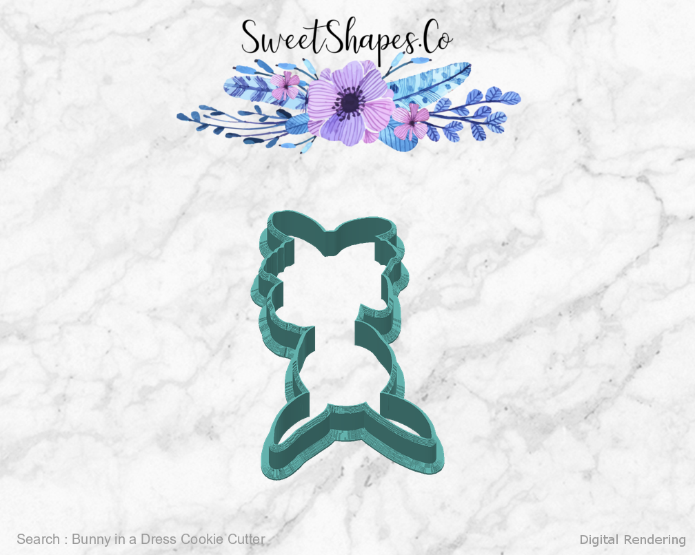 Bunny in a Dress Cookie Cutter — back view