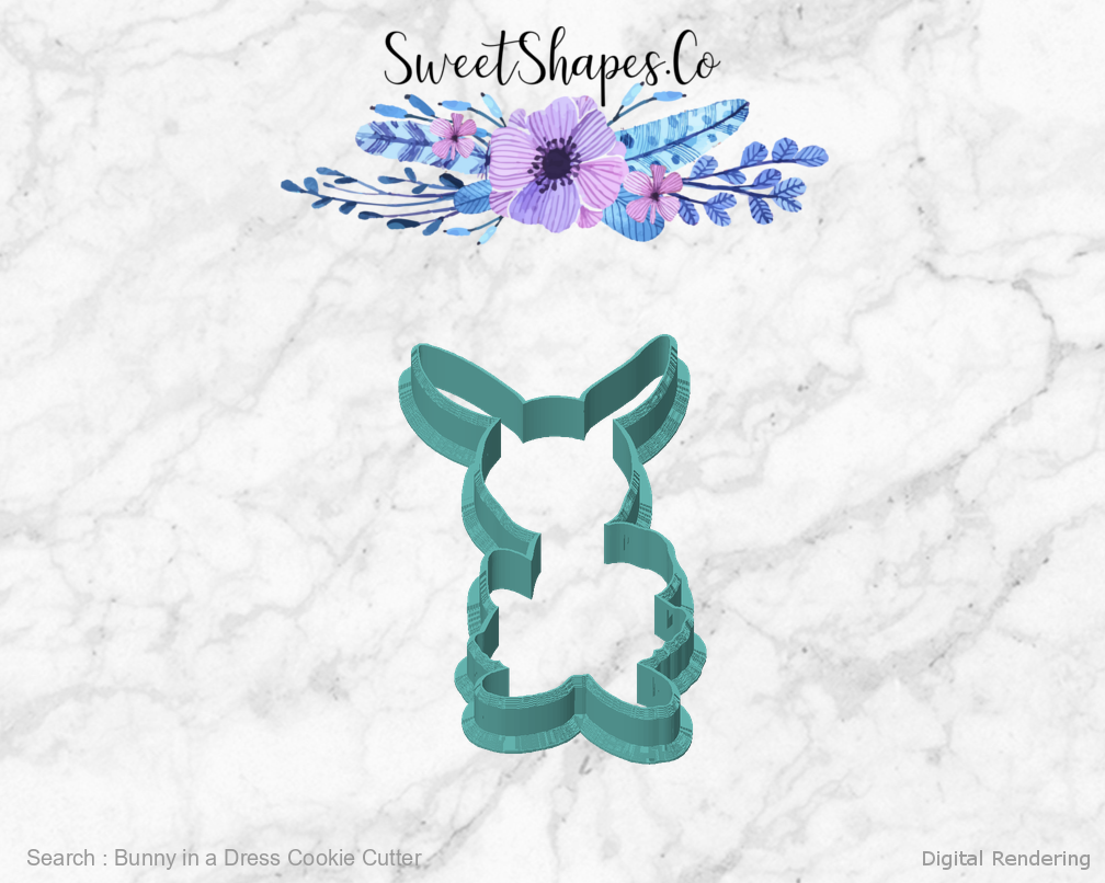 Bunny in a Dress Cookie Cutter — front view