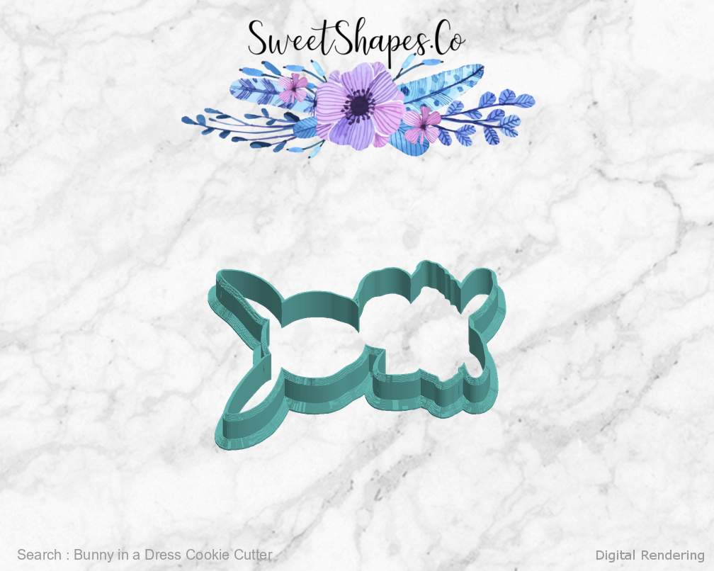 Bunny in a Dress Cookie Cutter — left view
