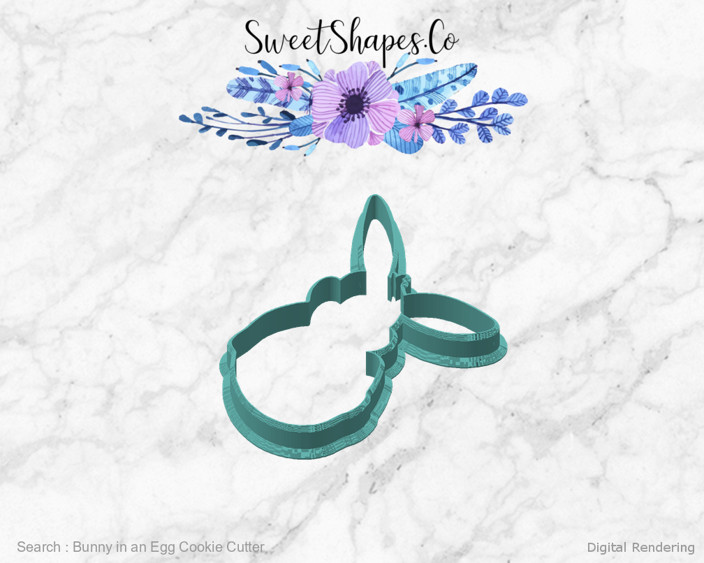 Bunny in an Egg Cookie Cutter — angled front view