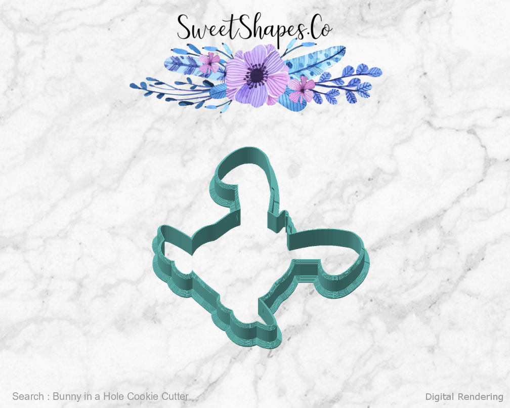 Bunny in a Hole Cookie Cutter — angled front view