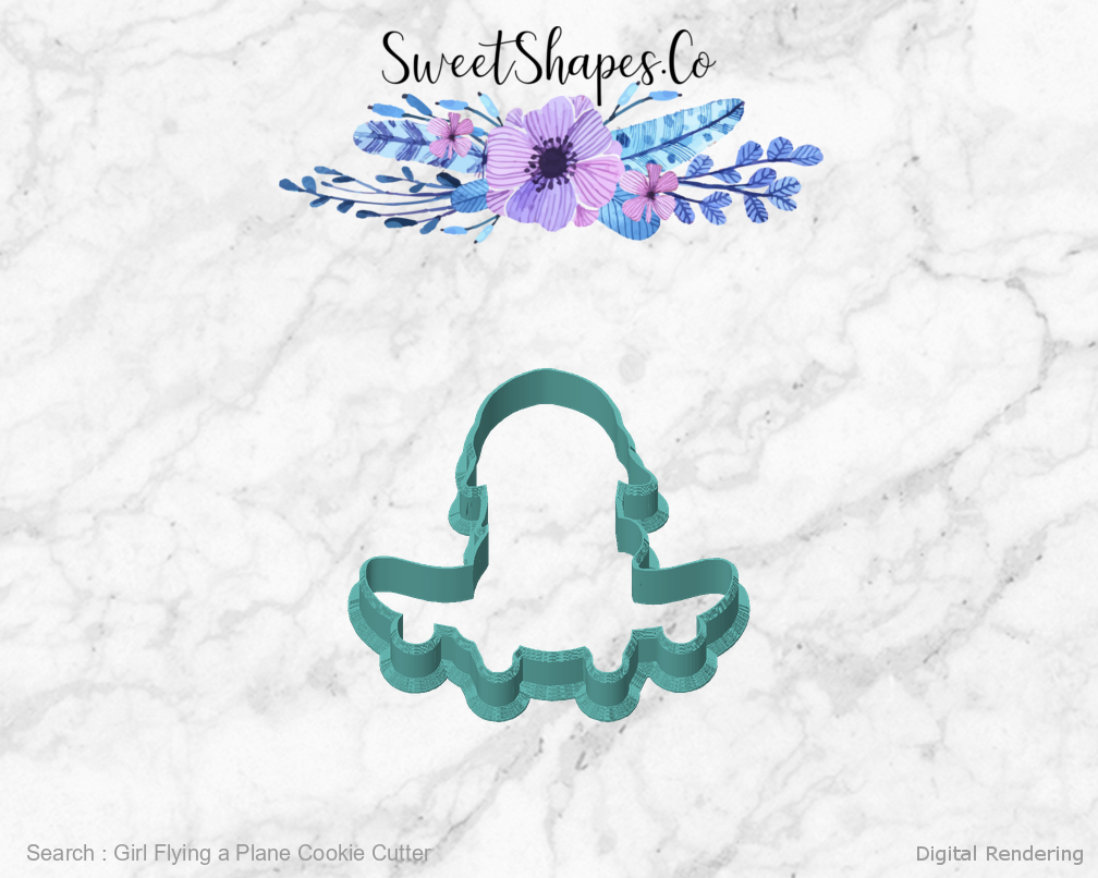 Girl Flying a Plane Cookie Cutter — front view
