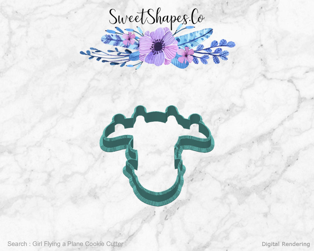 Girl Flying a Plane Cookie Cutter — back view