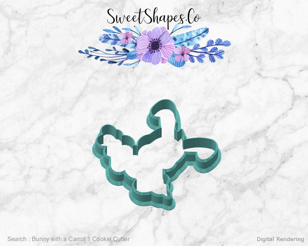 Bunny with a Carrot 1 Cookie Cutter — angled front view