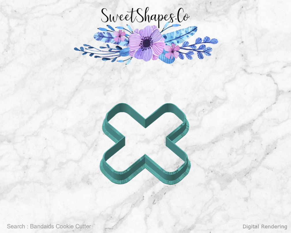 Bandaids Cookie Cutter — angled front view