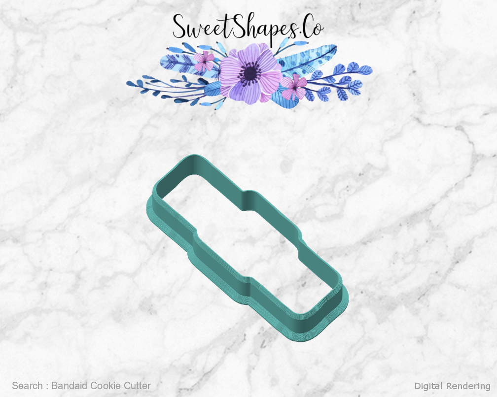 Bandaid Cookie Cutter — angled front view