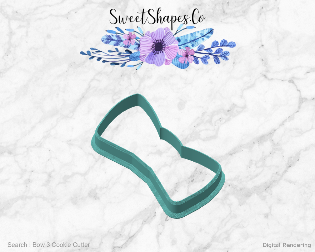 Bow 3 Cookie Cutter — angled front view