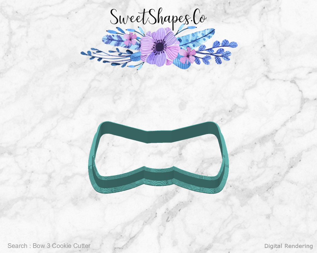 Bow 3 Cookie Cutter — back view