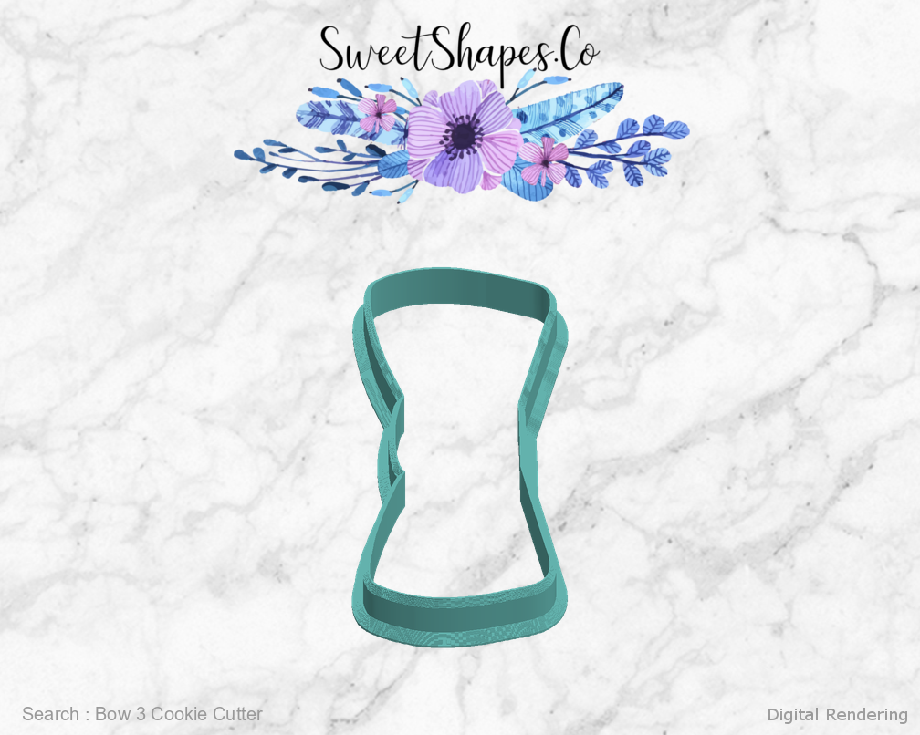 Bow 3 Cookie Cutter — left view