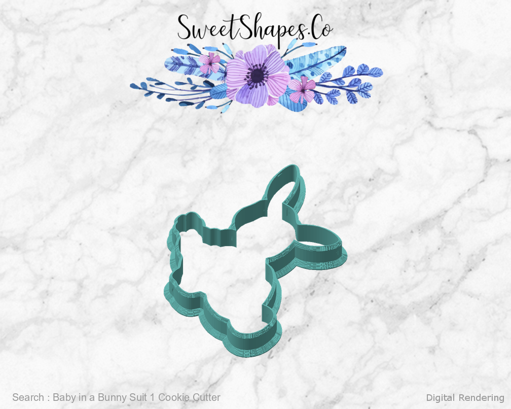 Baby in a Bunny Suit 1 Cookie Cutter — angled front view