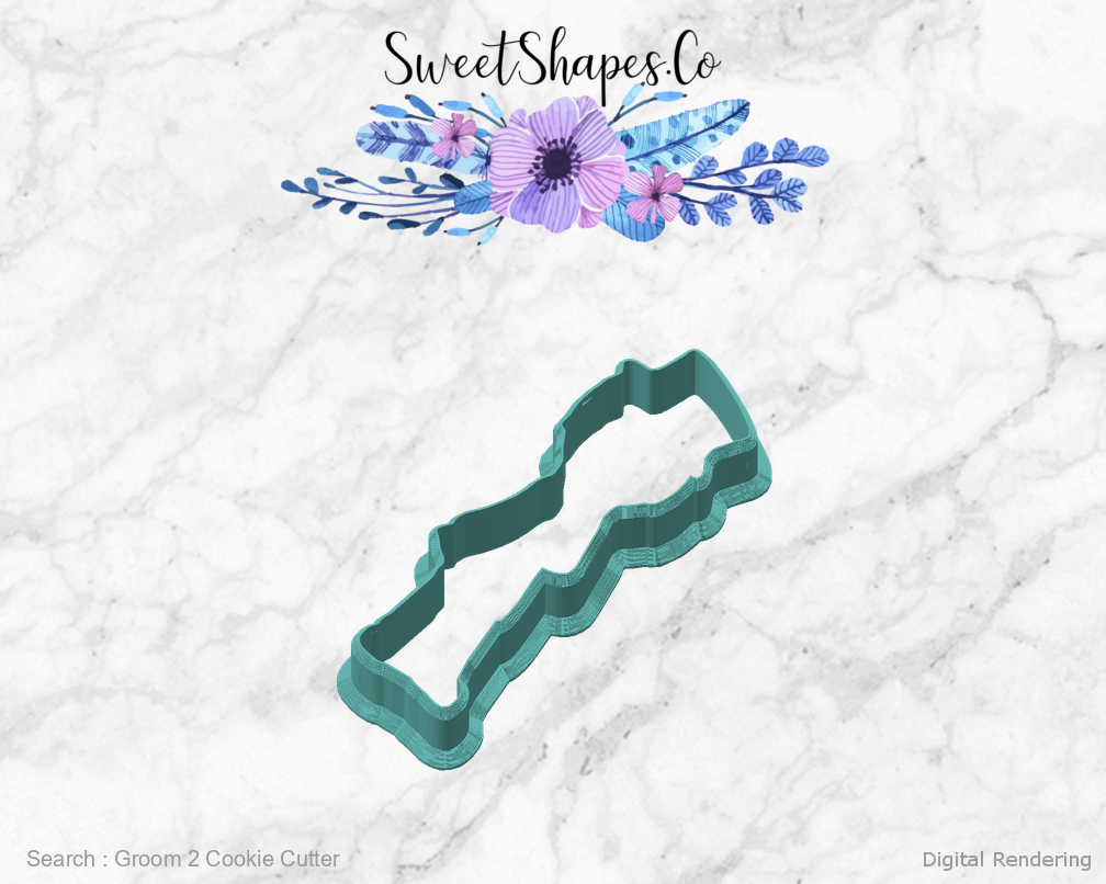 Groom 2 Cookie Cutter — angled front view