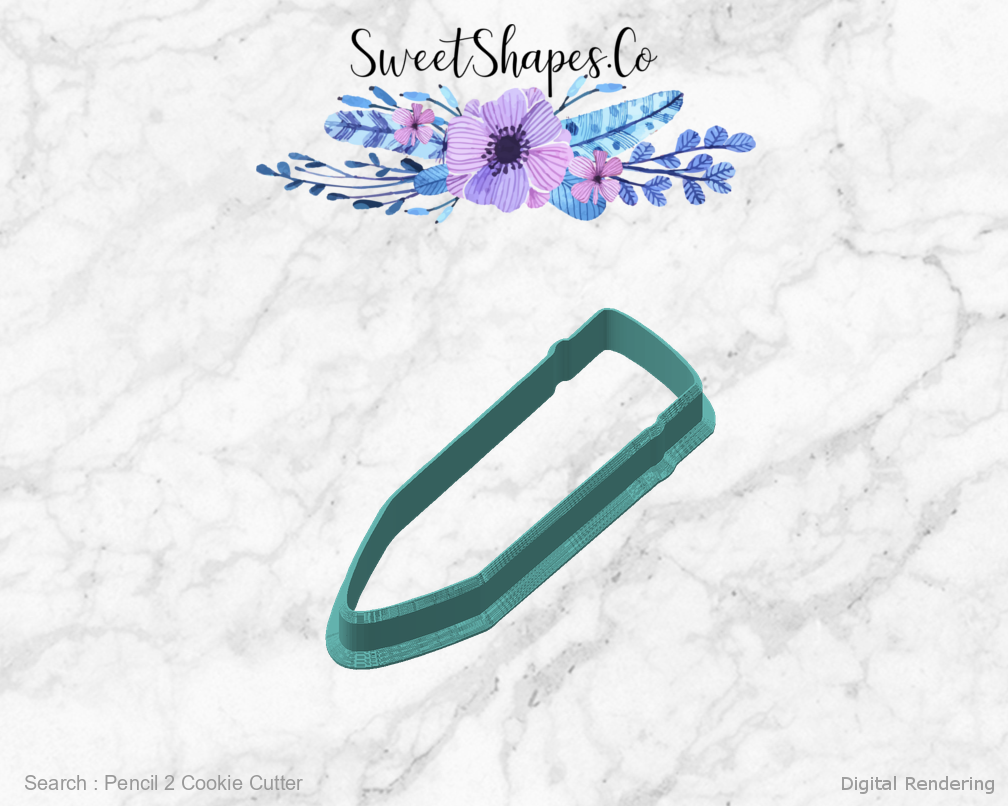 Pencil 2 Cookie Cutter — angled front view